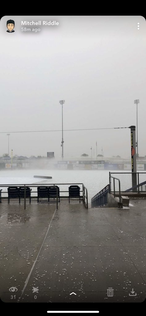 MitchRiddle3's tweet photo. Let’s flash it back to one year ago today and the craziest hail storm ever #riptarp @houndsdirtkings @rockhounds https://t.co/BX2ZU8PAYS
