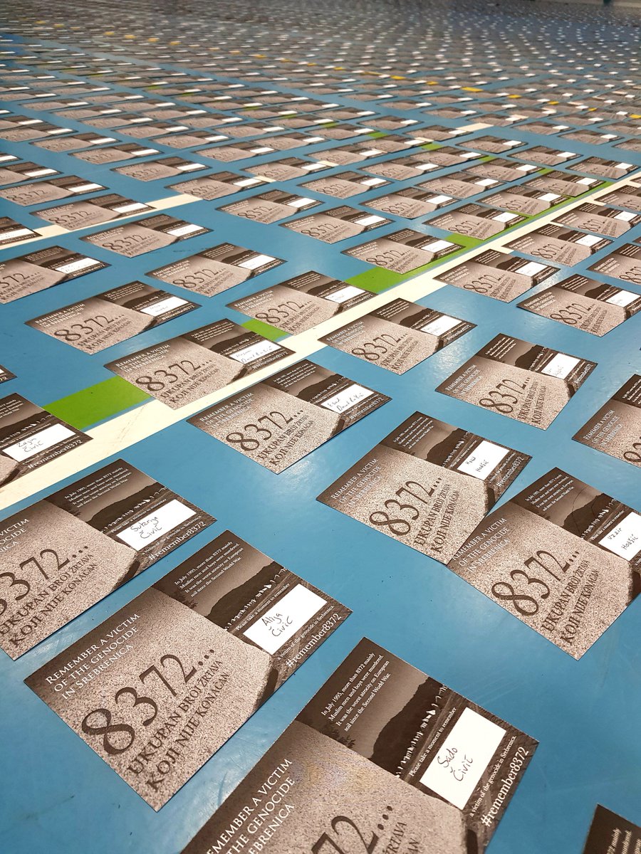 genocide8020's tweet photo. Two years ago our group began to write the names of every man and boy who perished at Srebrenica on a card. 1/3 https://t.co/f4r69naGrI