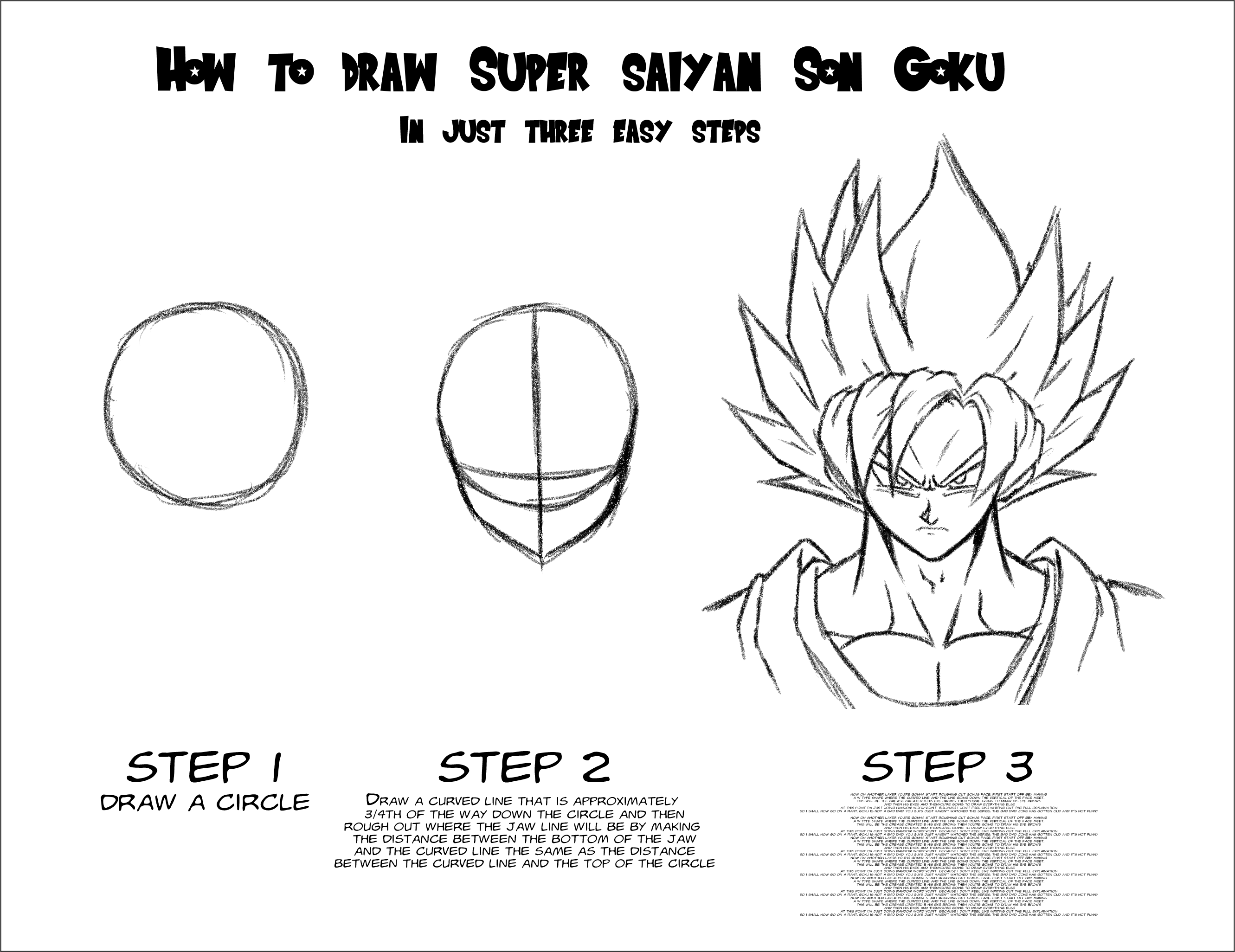 How To Draw Goku Super Saiyan 3 - Step By Step Tutorial! 