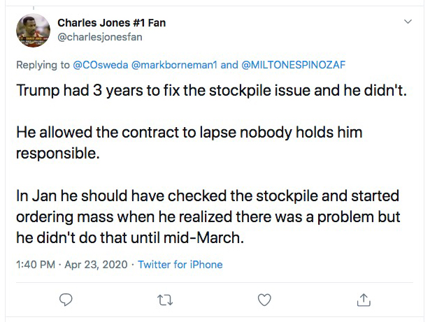 ThreadFor  @charlesjonesfanWhen I'm talking about the Chinese army, Charles butts in with a silly attempt to blame  @realDonaldTrump for something that didn't happen.