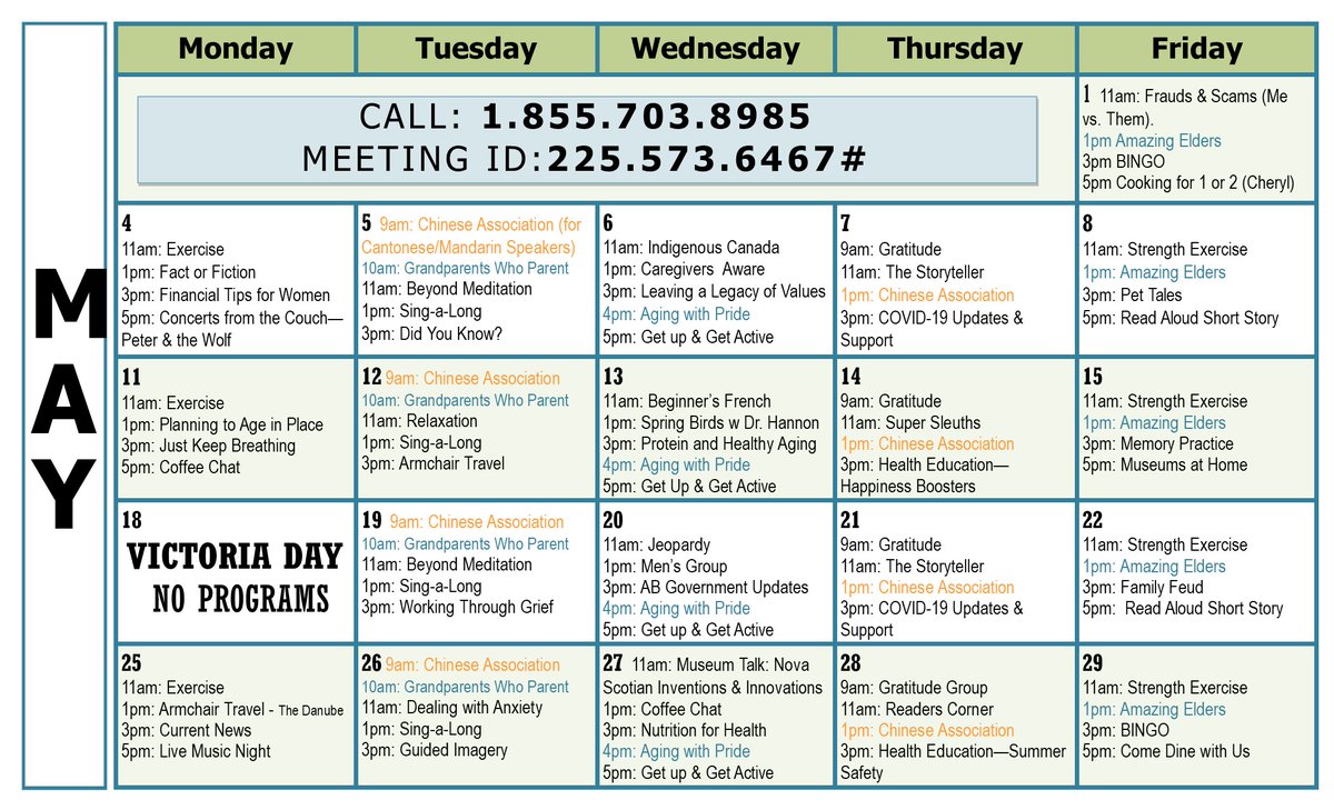 May is almost upon us! SCWW's latest schedule has been released - for more information or to register please call (780) 395-2626
