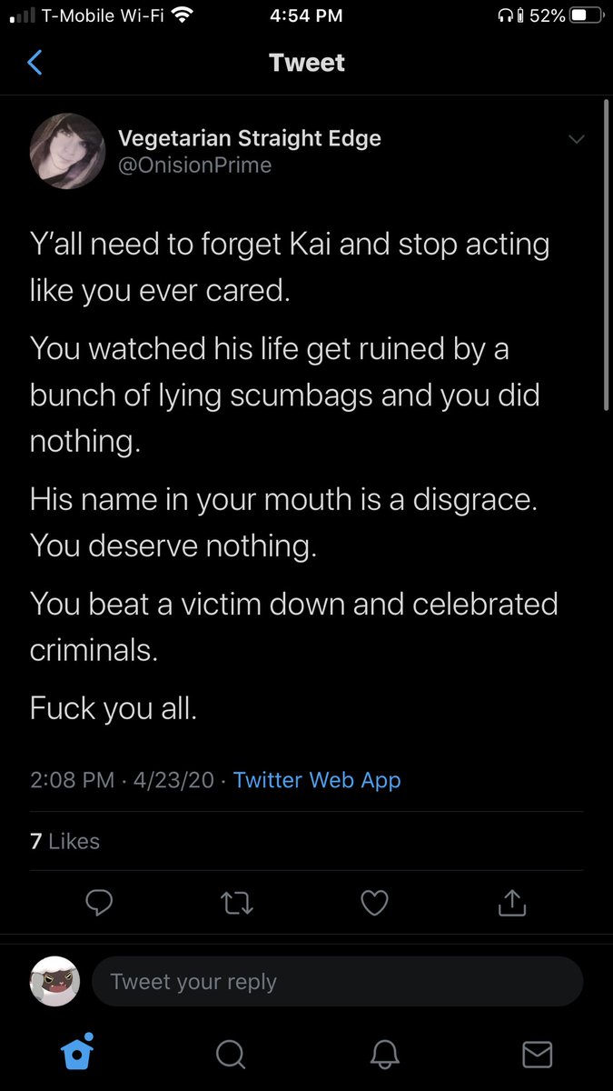 mewniumz's tweet photo. > Weren’t you “moving on” from this?

> We felt bad for Kai at first because we thought he was just a victim of yours but we now know he’s a grooming predatory POS just like his husband so. ¯\_(ツ)_/¯

> Investigations take ages. You have no idea how this shit works, don’t you? https://t.co/G9ANY5Q4SZ
