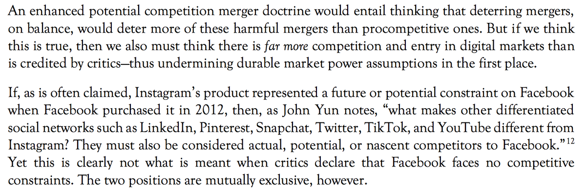 6e) If, say, Instagram was supposed to have been recognized as a potential competitor of FB’s in 2012, then what makes TikTok, Youtube, LinkedIn, Twitter different now? They must also be actual or potential competitors to Facebook right now, as John Yun notes: