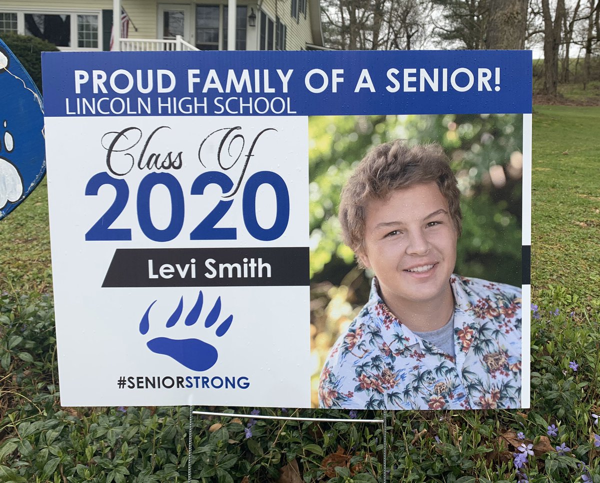 Joanne_A_Smith's tweet photo. School Spirit Week - Favorite Sports Team. And we ❤️ the sign the school delivered for our big brother Levi! 💙🎓@ECSchools #ecspirit #seniorstrong https://t.co/Sg9B2PkSzG