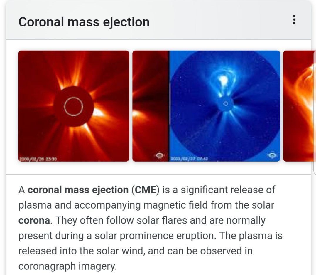 We are expected to have a great CME occur later this yearIronically enough a CME is known as CORONAL MASS EJECTION Last time this occurred was 1859 "Carringtom Event"Expect to see Aurora Borealis around the world later this year as we aspect to see a shift in frequency  https://twitter.com/MukhiMindset/status/1213903564273340416