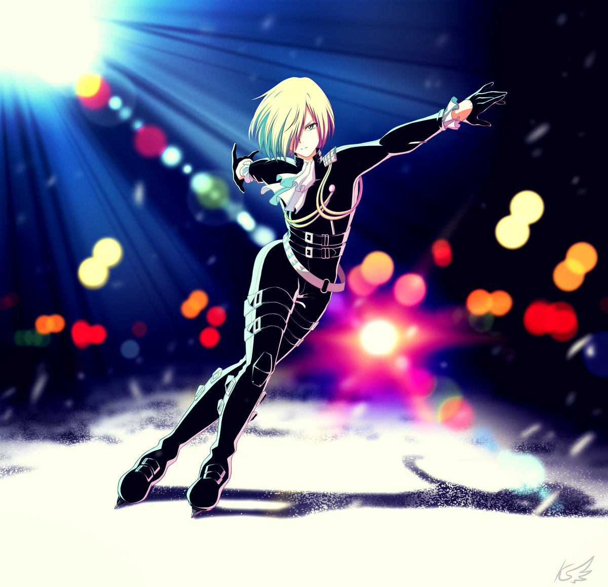 sottilde's tweet photo. Oops I did it again XD #FANART  Crossover: #PROMARE and #yurionice! Yuri Plisetsky in Lio's costume 🥰#Yuriplisetsky #LioFotia https://t.co/0Gcs1shbwi