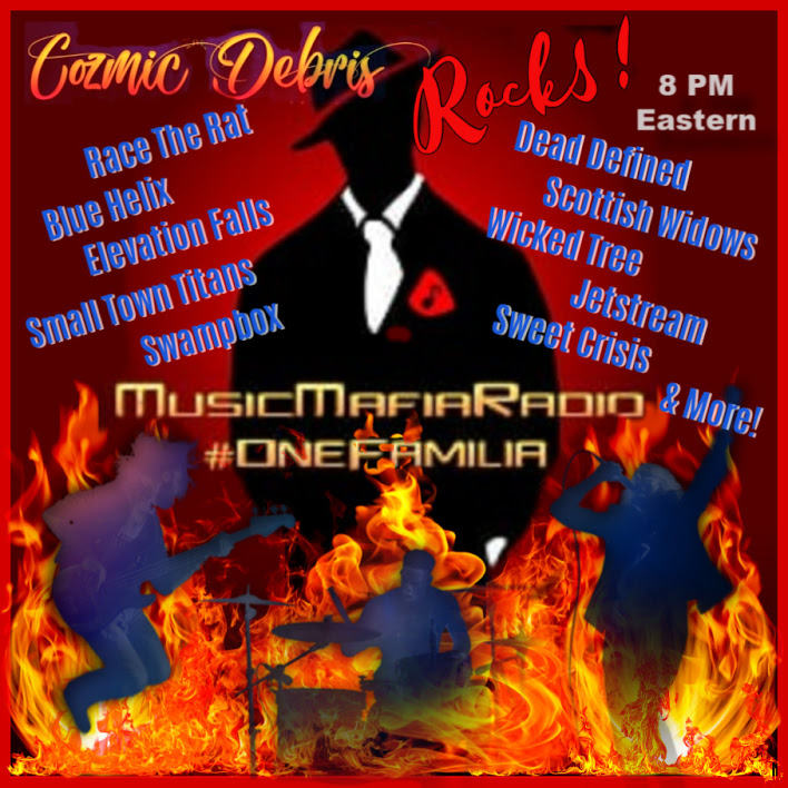MusicMafiaRadio's tweet image. Coz Rocks!! Tonight 8-10 PM EST 😎🤘🔥🎸
@DebrisCozmic is ready to R-O-C-K with 
#RaceTheRat #DeadDefined @bluehelixmusic @scottwidowsband @ElevationFalls @TreeWicked @SmallTownTitans @jetstreamgib @swampboxnj @sweetcrisisband &amp;amp; many more! #onefamilia🎶
🎧 musicmafiaradio.net