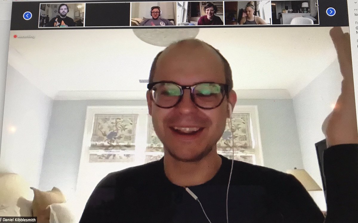 Thrilled to have been in the Zoom when this happened. Thanks to Daniel @kibblesmith for chatting with HRFS students &amp; alums today! Some great insight on writing for late night, creating animated stories and how weird it is when people wear the same outfit.