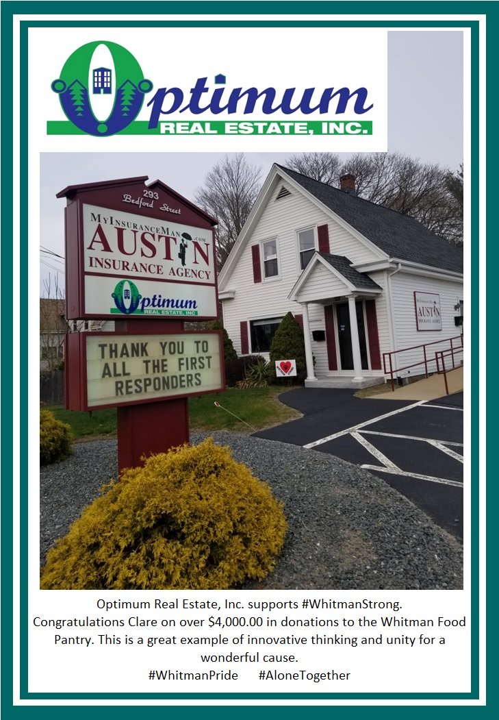 OptimumReinc's tweet photo. Optimum Real Estate, Inc. supports #WhitmanStrong. Congratulations Clare L. on over $4,000.00 in donations to the Whitman Food Pantry. This is a great example of innovative thinking and #unity for a wonderful cause. #WhitmanPride #AloneTogether https://t.co/jamKXq1p1F