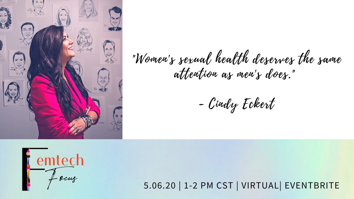 FemTech_Focus's tweet photo. We are less than a month away from our Fireside Chat with Cindy Eckert ! Get your ticket below and send us a question you would like her to answer! 
https://t.co/EFf4rKj87E 
#femtechfocus #femtech #futureoffemtech #pinkceiling #cindyeckert https://t.co/fUIs3E5PoD