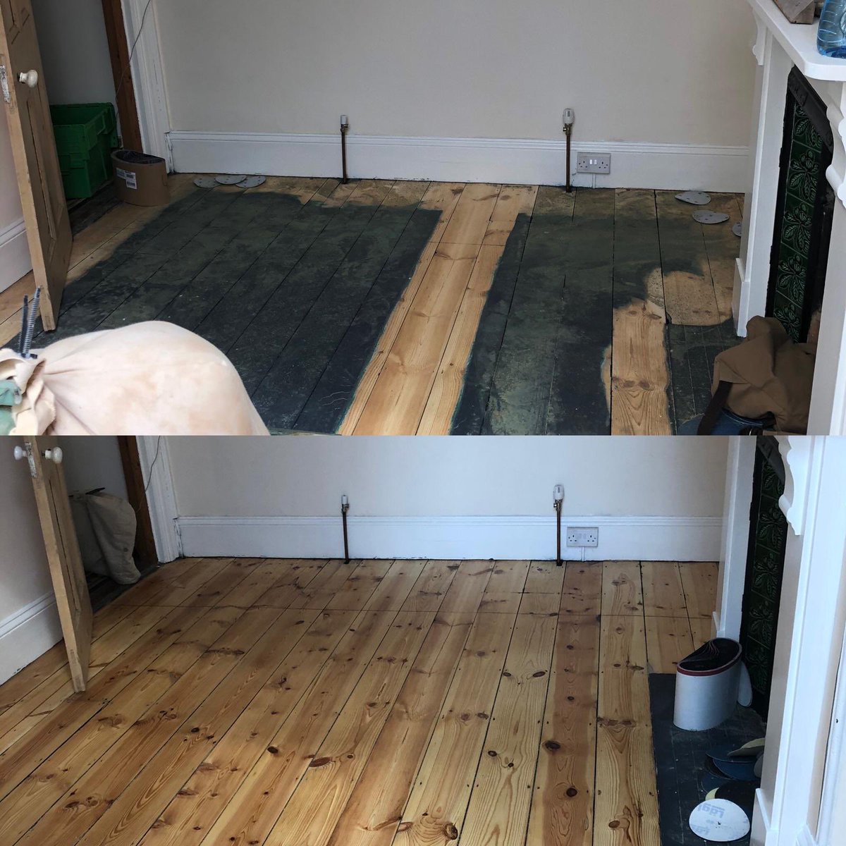 RyanRestoration's tweet photo. Pine floor transformation. #floorsanding #woodflooring #woodfloorsanding https://t.co/0tB4CGFbzr