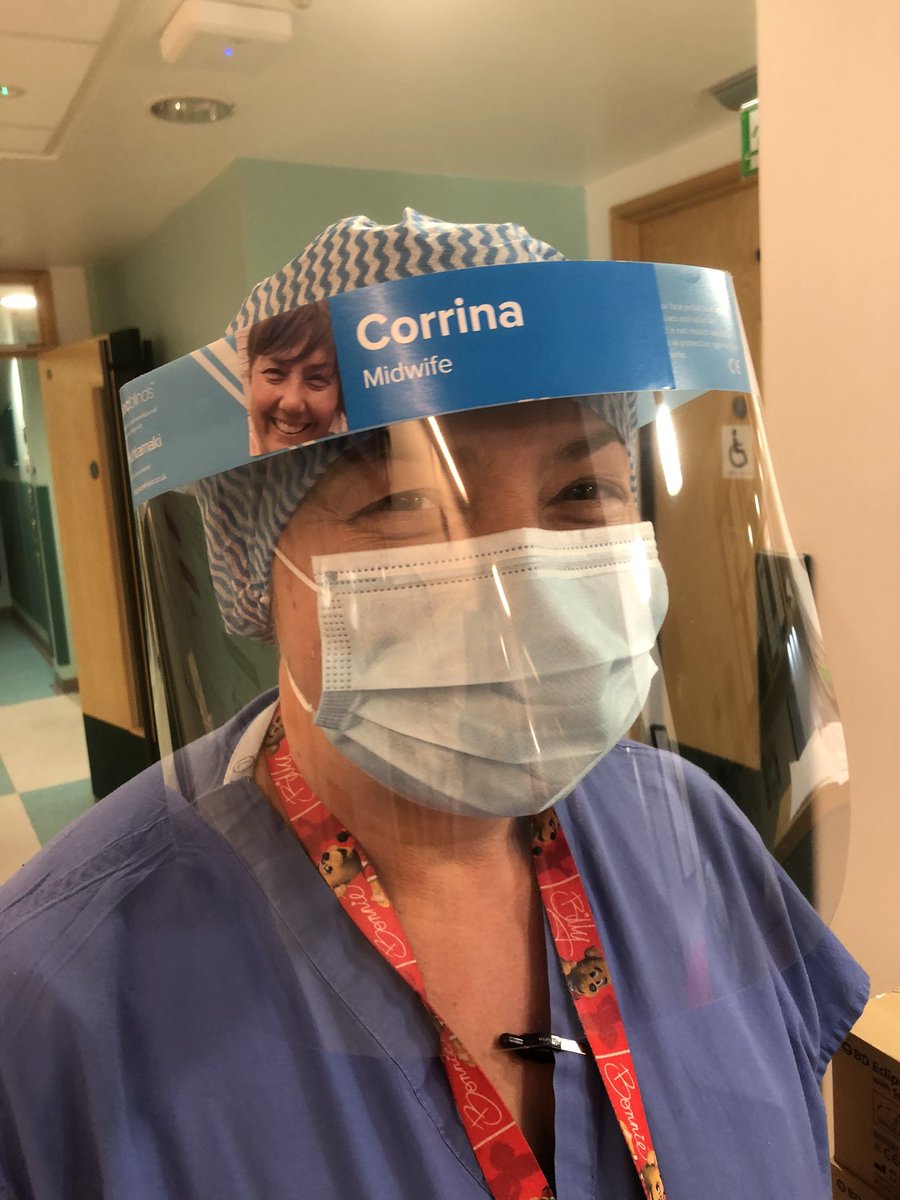 susie_finnegan's tweet photo. Thanks once again to Stu @wearedaysix and #printed.com for making our visor stickers. You are awesome and we look a little less intimidating in labour ward tonight #teamSHSCT @SouthernHSCT @midwifewendy @AoifeCurrie1 https://t.co/jk1evgt234