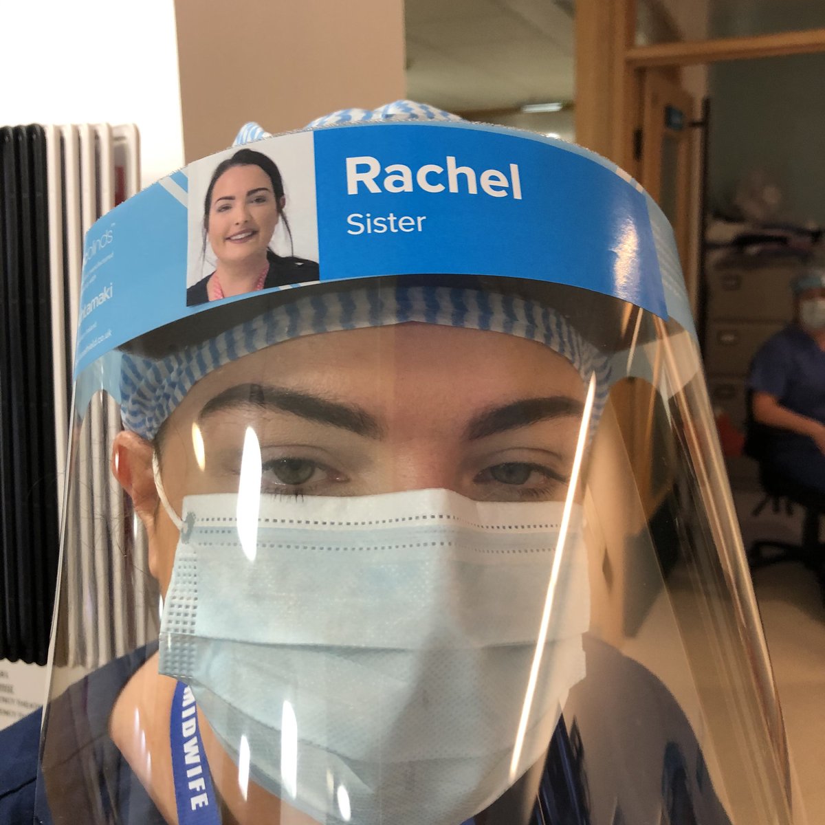 susie_finnegan's tweet photo. Thanks once again to Stu @wearedaysix and #printed.com for making our visor stickers. You are awesome and we look a little less intimidating in labour ward tonight #teamSHSCT @SouthernHSCT @midwifewendy @AoifeCurrie1 https://t.co/jk1evgt234