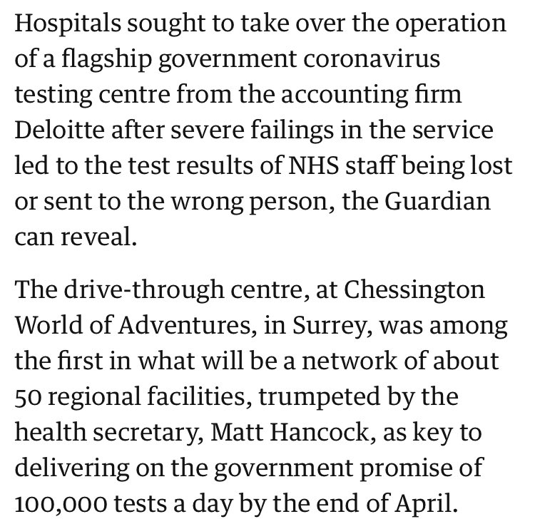 Am I hallucinating  https://www.theguardian.com/world/2020/apr/23/hospitals-sound-alarm-over-privately-run-test-centre-in-surrey