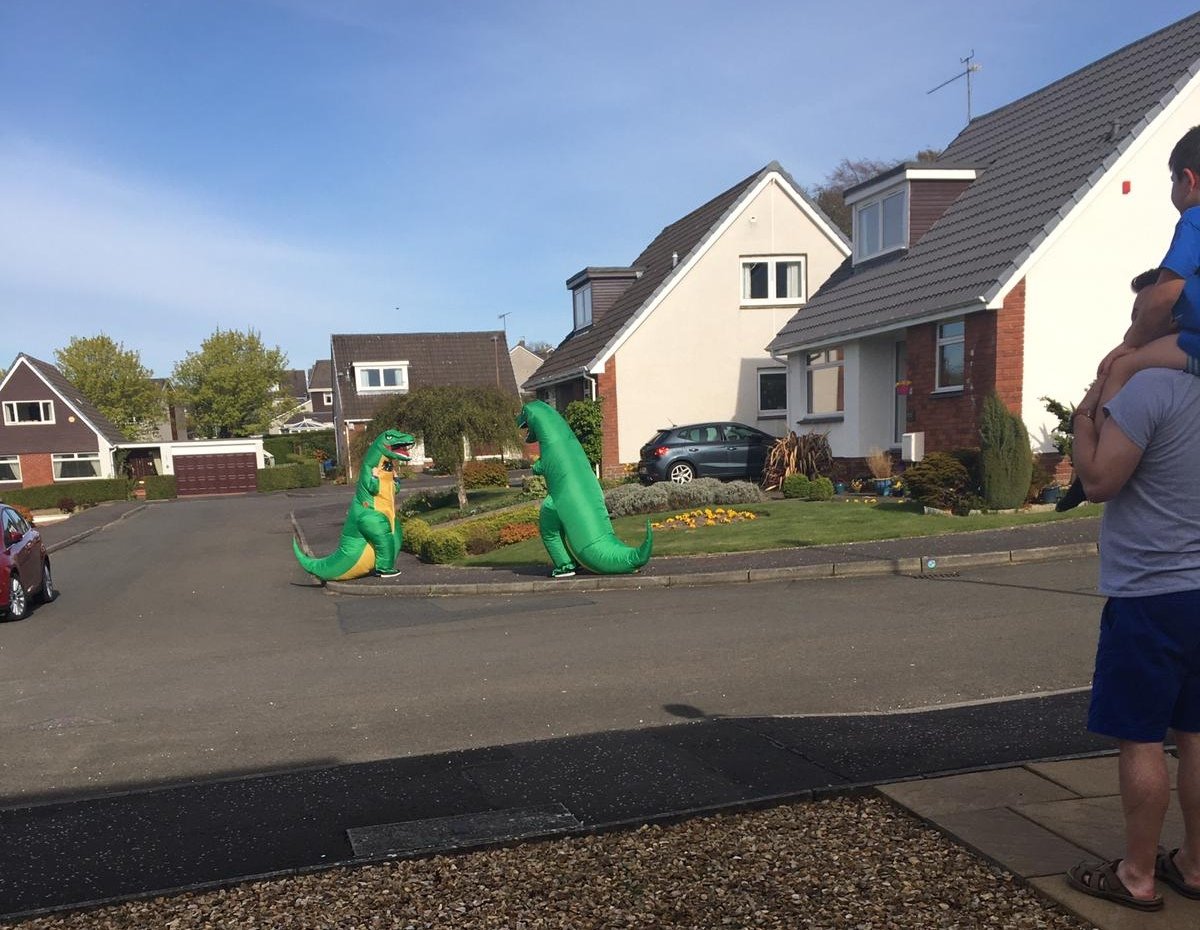 Today we dressed a little differently for our walk. Anything to make my parents smile, and apparently some other folk in the street enjoyed it too ☺ 🦖