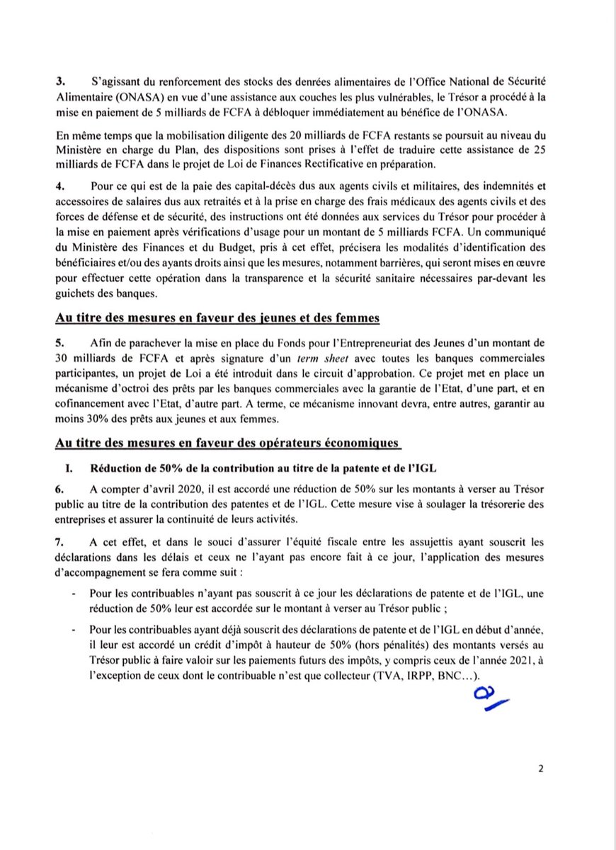 noh_outhman's tweet photo. #Tchad : Circulaire du Ministre des Finances et du Budget portant mise en application des mesures sociales et économiques relatives à la lutte contre le #Coronavirus #Covid_19 Cc @tchadforum @sigkat https://t.co/QYFfOS7IRd