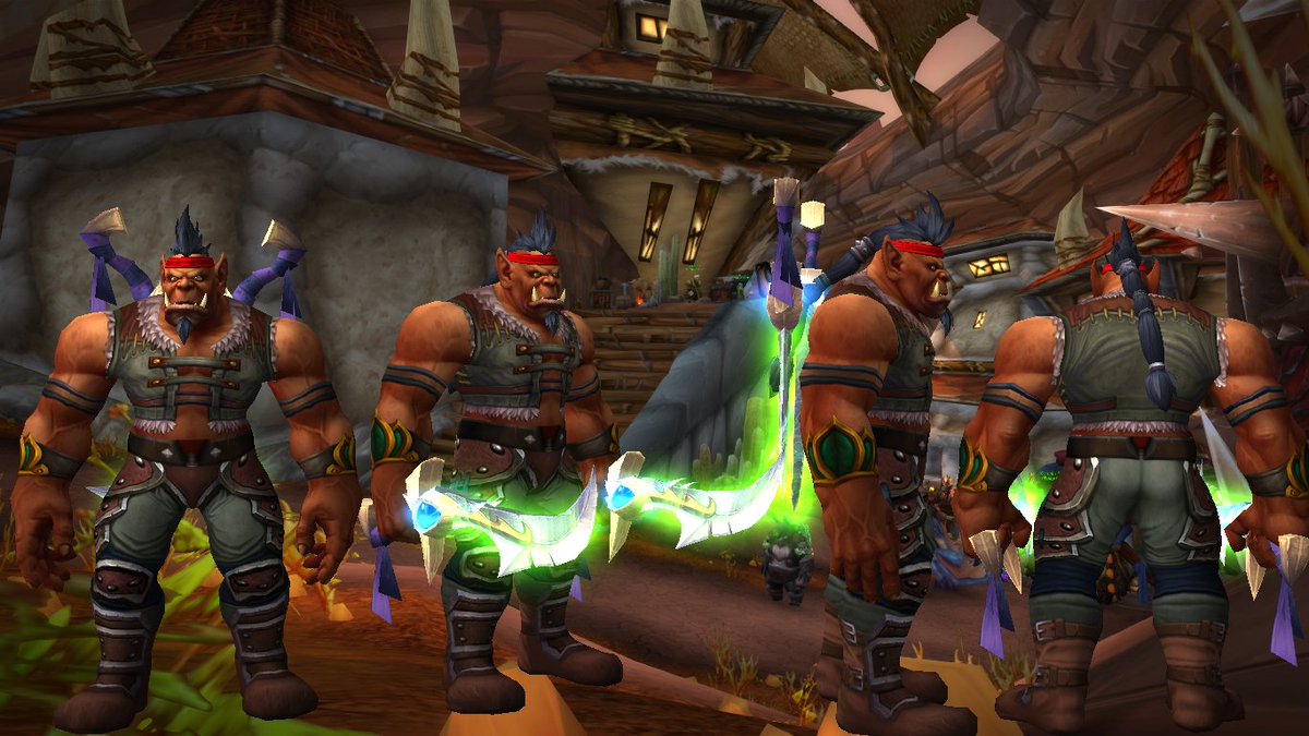 AntonioJ31's tweet photo. I decided to give Kor'nal a headband, new pants, and a new belt. I got him to 52 now as well.  I think this will actually be his final look overall. Really enjoying leveling him.  #Magharorc #worldofwarcraftscreenshot #windwalkermonk https://t.co/MT1DteQax6