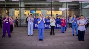 BelTel's tweet photo. Watch: Health workers speak of motivation and inspiration behind weekly cheer across Northern Ireland
🌈👏
#ClapForCarers #NHSheroes
https://t.co/7VJKpbfH0b https://t.co/JCqQFnqmuJ