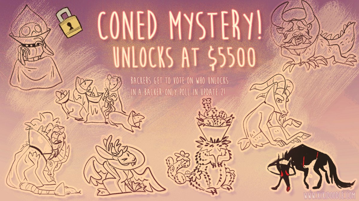 Going to try and keep updates contained to this thread vs. making a million since interaction with threads (comments/likes/etc) push algorithm engagements Anway! There's a backer only update to vote for the next pin! Who will it be?? https://www.kickstarter.com/projects/kikidoodle/coned-cryptozoology-cryptid-hard-enamel-pins