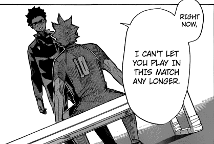 this means that the entire time, there's been something with the capability to hurt hinata more than simply losing a match: being taken off of the court.