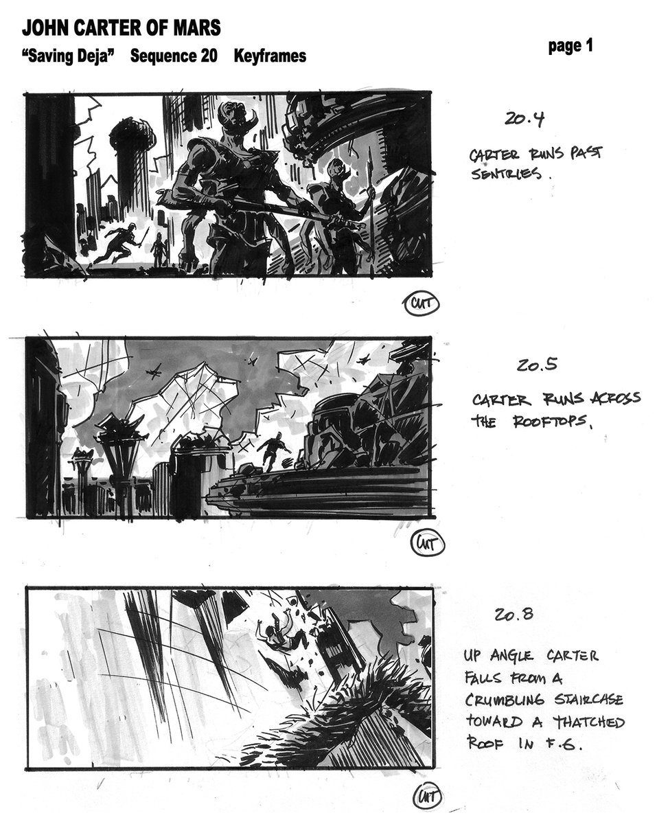 Some storyboard/keyframes from the unmade John Carter of Mars (2005):