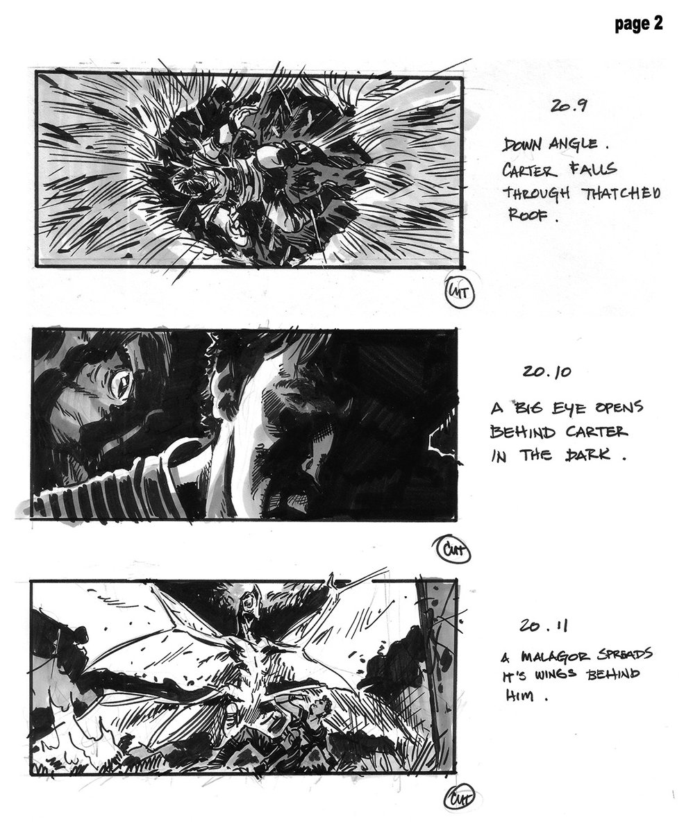 Some storyboard/keyframes from the unmade John Carter of Mars (2005):