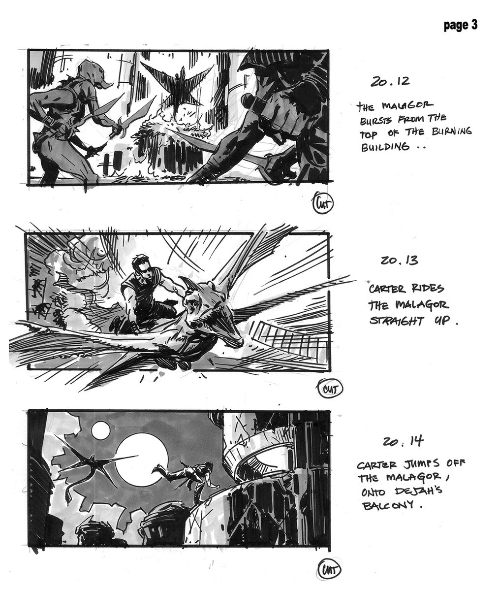 Some storyboard/keyframes from the unmade John Carter of Mars (2005):