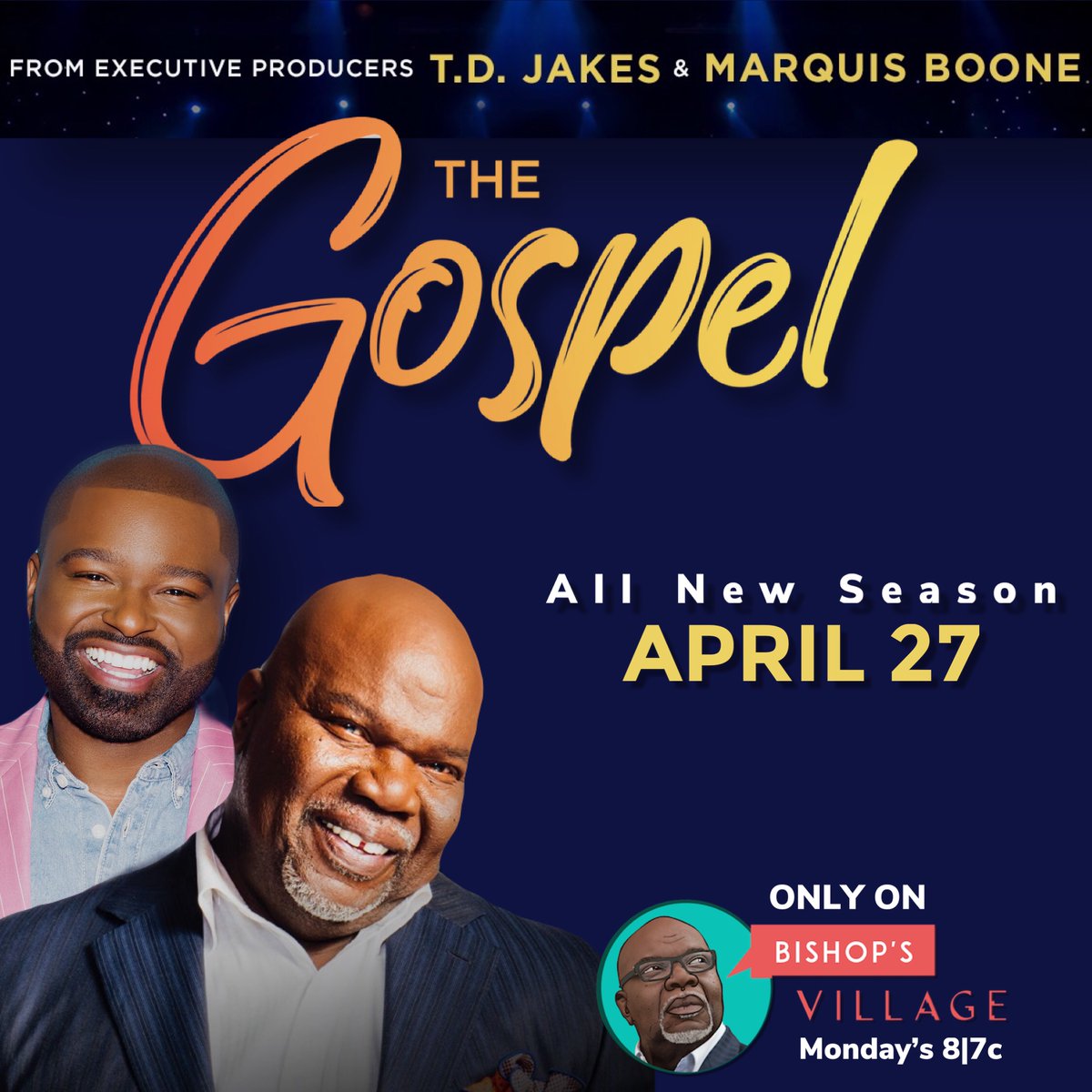 We are just days away from the premiere of season two of the Gospel, Executive produced by Dr. <a href="/BooneM/">Dr. Marquise</a> and myself. ⁣
⁣⁣
Subscribe to BishopsVillage.com to catch the premiere of @TDTheGospel this Monday at 8 p.m. ⁣
⁣
#TDTheGospel