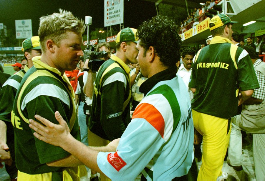 "The calm after the storm" Warne exact words after the match :- I'll be going to bed having the nightmares of Sachin just running down the wicket and belting me back over the head for six.