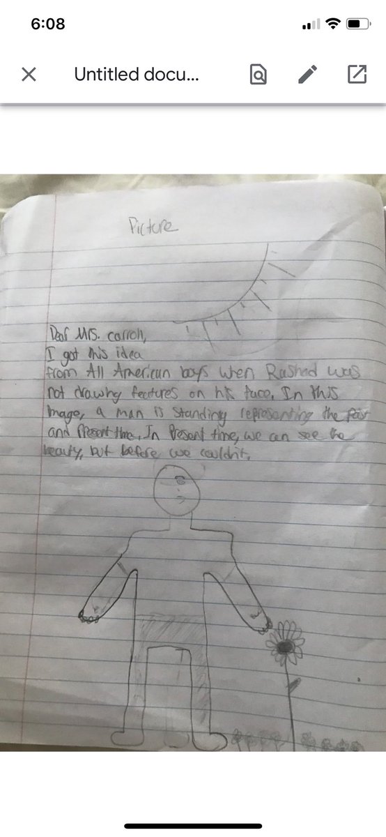 yaontheshelf's tweet photo. Asked my @bps_ri kiddos to respond visually to poem 13 from @JasonReynolds83 blog. Continuously blown away by their responses, particularly the Rashad connection made by one gal below #distancelearning #poetry #middleschool https://t.co/uWP5kmp5Hx
