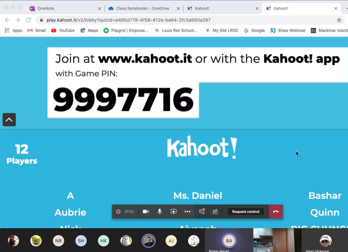 HenDaniel2's tweet photo. In today's Kahoot,  Mr. Hickerson taught us about Manitoba's History. I also played - super fun! Best way to have a team meeting.  @niakwaLRSD @MrHnps @MicrosoftEduCA @GetKahoot https://t.co/jNnVaBeAUc