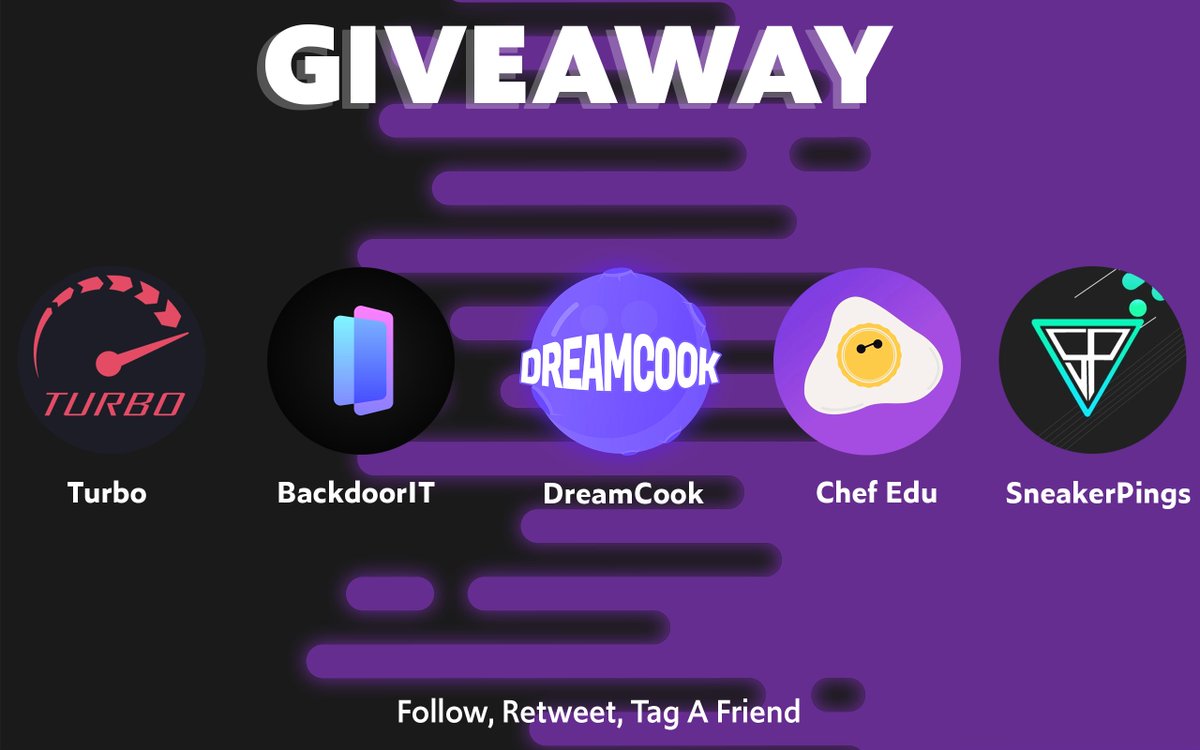 🤩Giveaway🤩

Prizes:
-2x beta keys @turboaio 
-1x free month <a href="/DreamResell/">Dream Resell</a> 
-2x free month <a href="/SneakerPings/">Sneaker Pings</a> 
-1x 10% off order @backdoorit 
-5x beta invite <a href="/ChefEdu_/">Chef.Edu</a> 

Rules:
Retweet🔁
Tag a friend👥
Follow all accounts✅

Ends in 36 hours! Good luck🤞