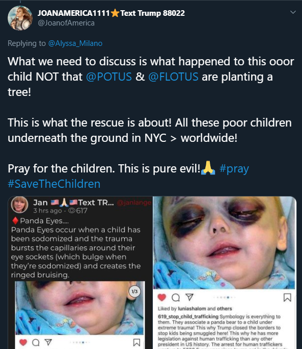 Poker and Politics on Twitter: "So we have this monster Joan of America  yelling at Alyssa Milano about the Mole Children and showing us a photo of  a Mole Child. The photo