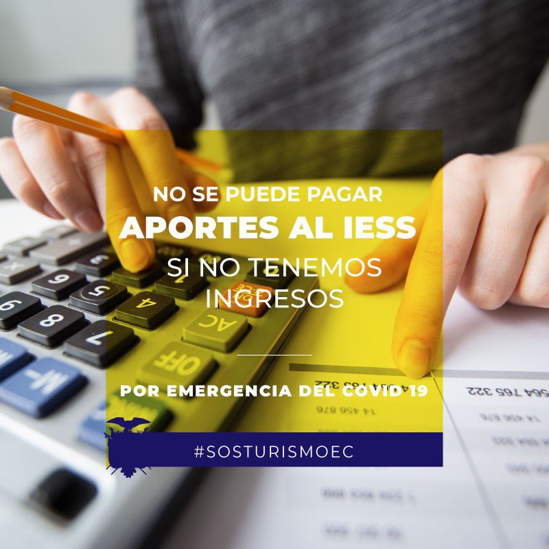 #sosturismoec Sin ingresos debido a la emergencia sanitaria deberían suprimir al aporte del IESS <a href="/Lenin/">Lenín Moreno</a> <a href="/ottosonnenh/">Otto Sonnenholzner</a> 
<a href="/eluniversocom/">El Universo</a> <a href="/TurismoEc/">Viceministerio de Turismo Ecuador 🇪🇨</a> <a href="/andrespaezec/">Andrés Páez</a> <a href="/FinanzasEc/">Economía Finanzas Ec</a> @polifiction_fr <a href="/CarlosVerareal/">Carlos Vera</a> @miltonperezsh <a href="/CynthiaViteri6/">Cynthia Viteri</a> <a href="/jaimenebotsaadi/">Jaime Nebot 🇪🇨</a>