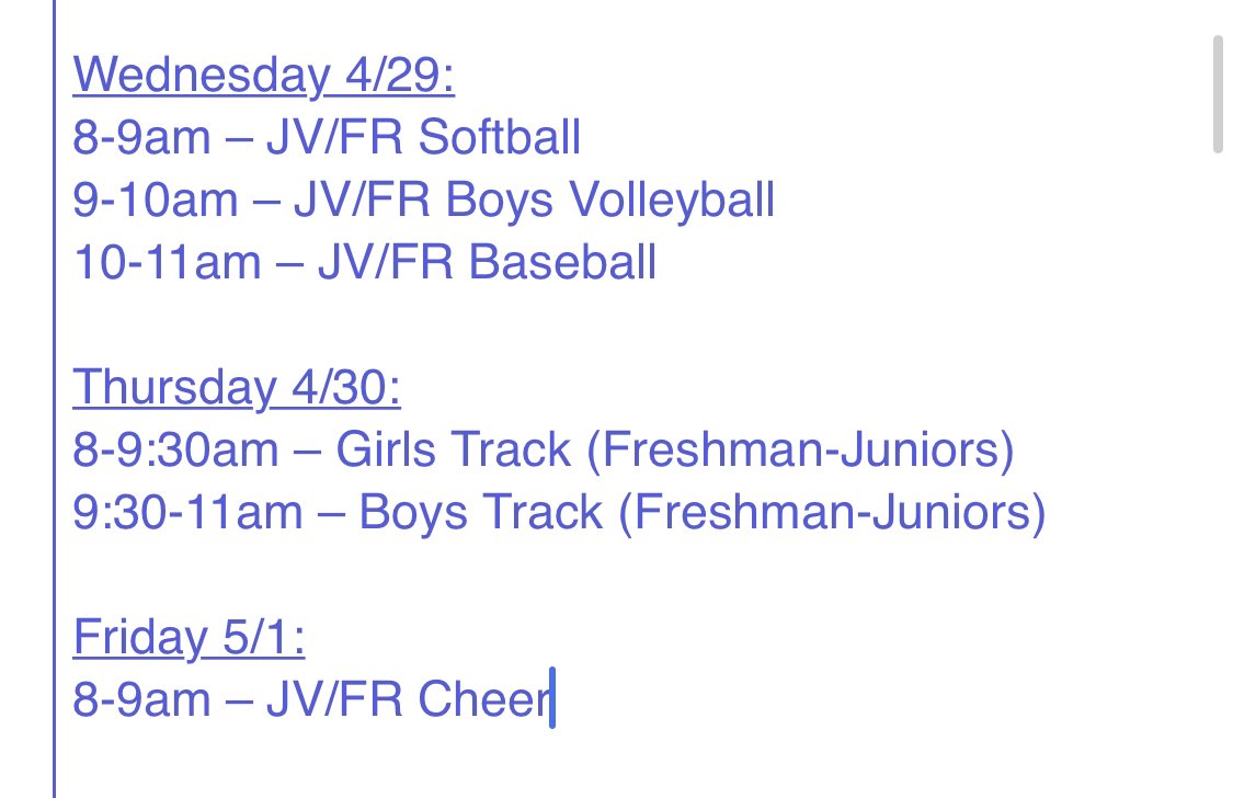 Freshman/JV Spring Sports and Freshman-Junior Track Athletes!

Please have your parents check their emails for uniform drop off information. We will start collecting next Wednesday.