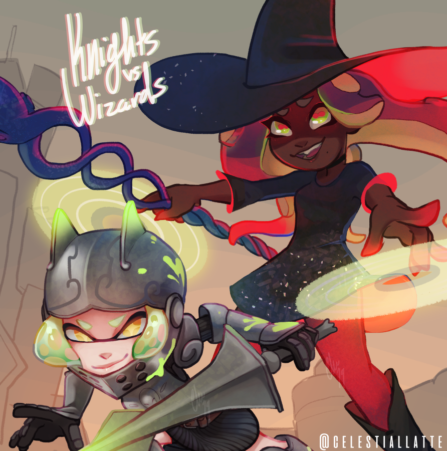celestiallatte's tweet photo. I've been super busy with finals and work, so have some old art!
Splatoon art for splatfest. 👀 https://t.co/bobLbWFgf3