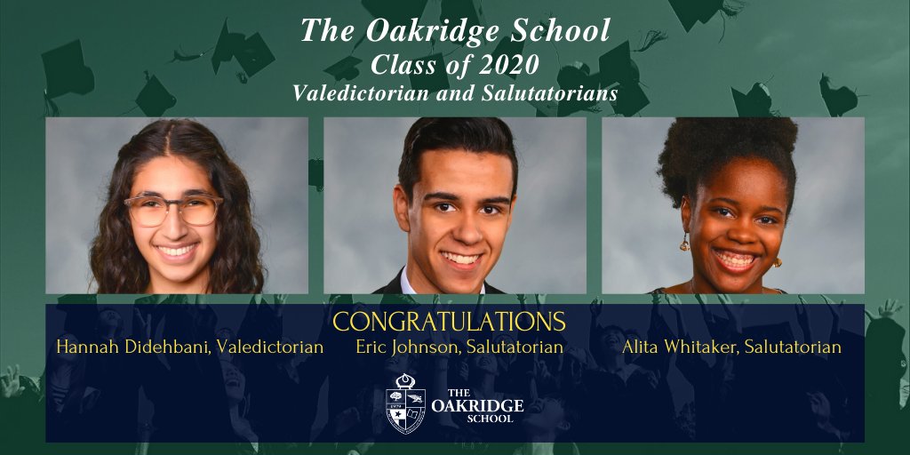 oakridgeowls's tweet photo. Drum roll, please! Let's hear it for these three Owls! #Classof2020 #Valedictorian #Salutatorians #WeAreOakridge https://t.co/oSu7cNTHOY