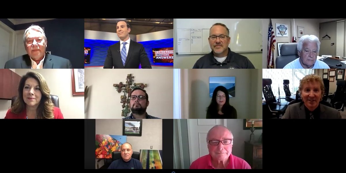 CityofIndio's tweet photo. All nine of the Coachella Valley's Mayors sat down in a first-of-its-kind Zoom interview today.  The hour long program will air in two parts, tonight and tomorrow at 6:30 p.m. on @LocalTwo.  Make sure to tune in! https://t.co/5JTQ2FMmXA
