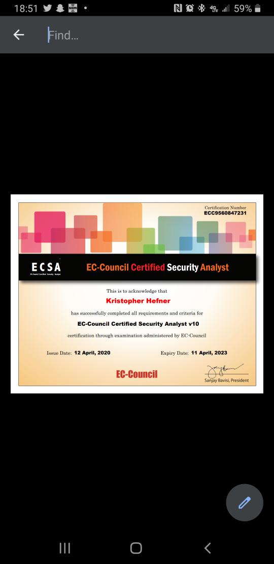 krishefner1's tweet photo. Two more down..About to start studying for EDRP..#ceh #certfirst #eccouncil #whitehat #blackhat #linux #training #upgradeskills #cybersecurity #saifirst #trainer #certified #IT #hacking #ethicalhacing #redteam #purpleteam #blueteam #CyberSecurity #cyber #cyberattacks #cybersafe https://t.co/TGbZyYrmOB