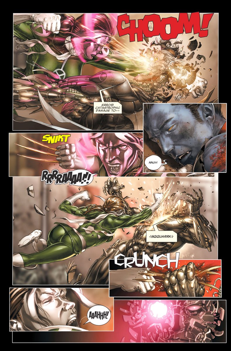 4) rogue absorbs both wolverine and x-23’s claws and healing factors, psylocke’s psychic abilities, colossus metallic form and angel’s wings to fight against bastion and safely take hope summer’s to utopia.⟶ x-men: legacy (2008)  #235, x-force (2008)  #26.