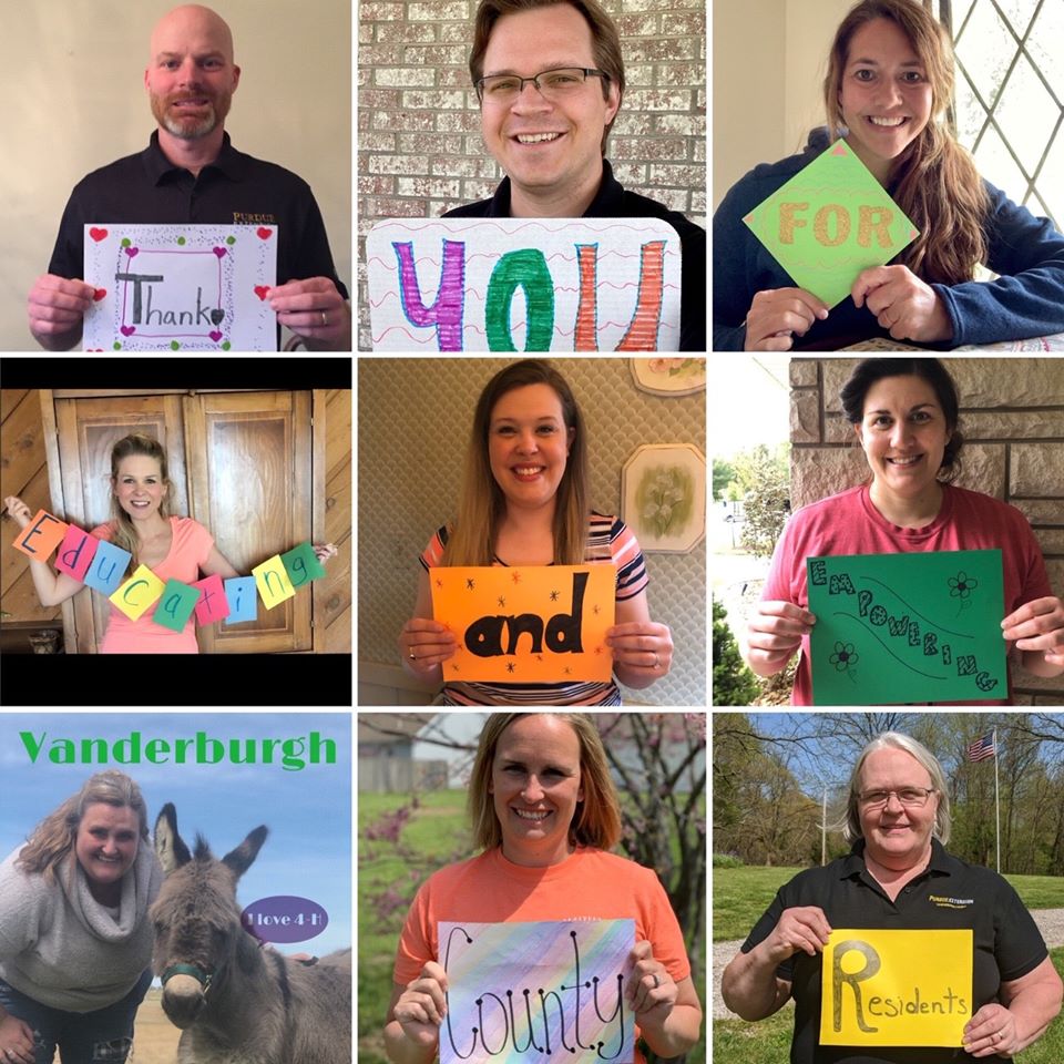 VanderburghExt's tweet image. It&apos;s National Volunteer Week and the Purdue Extension Office would like to send out a HUGE THANK YOU to all of the wonderful volunteers we have in Vanderburgh County! We appreciate all that you do to help further the mission of Purdue Extension. THANK YOU!