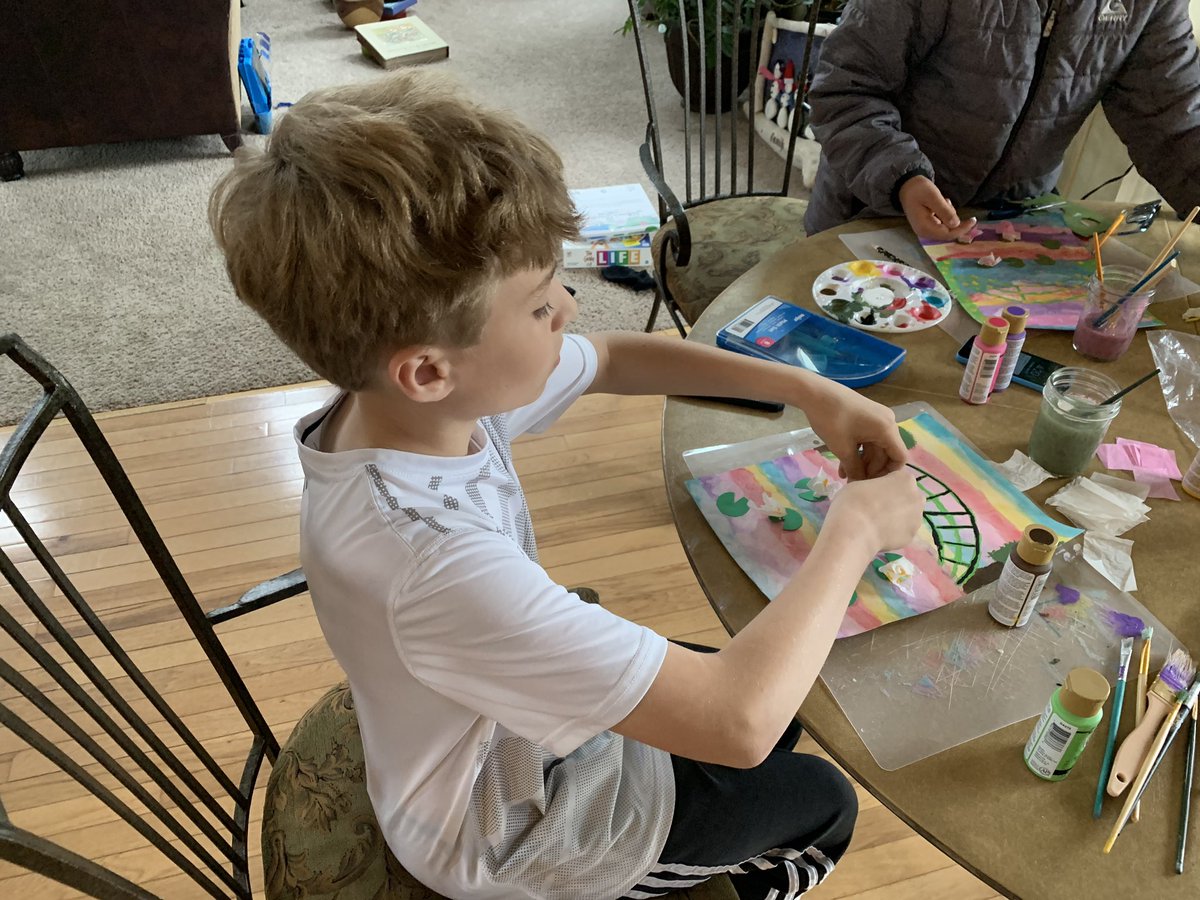 NatalieDiffin's tweet image. Art class today with Mrs. Wright!  Monet Bridge!  @ambersueteach