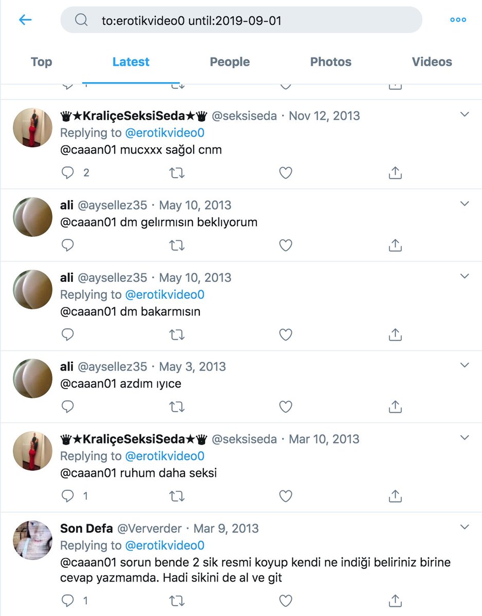 One final observation on the Turkish pornbot network: these accounts were dormant for years before their present spam campaign, and the accounts involved appear to have been not only repurposed (old content mostly doesn't look like porn) but also renamed.