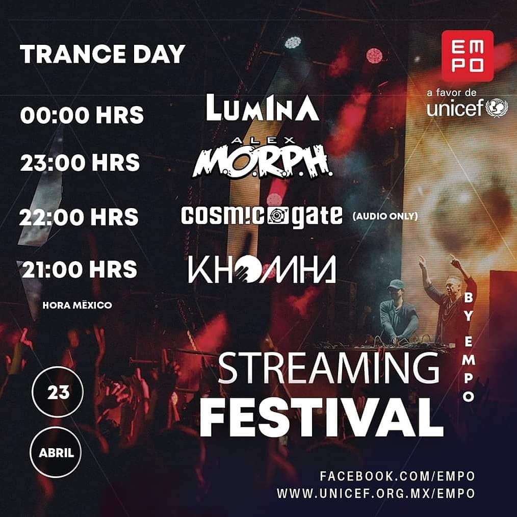 GrooveBeat_'s tweet photo. 🔥 #Grooveros 🔥
Tío @empotv nos trae el primer #TranceDay 👽 en el #StreamingFestivalbyEMPO a favor de @unicefmexico
HOY 9pm (UTC-06)
@lum1namusic 🇲🇽
@alexmorph 🇧🇪
@cosmicgate🇧🇪
@KhoMha 🇨🇴
#empotv #trancefamily #trancefamilymx #streaming #quedateencasa #trancemx #exa #exafm https://t.co/92UJ7bmqOl