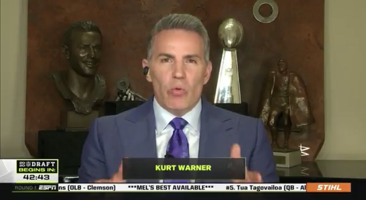 Kurt Warner is a close second right now. Having your own Hall of Fame bust in the background is major 