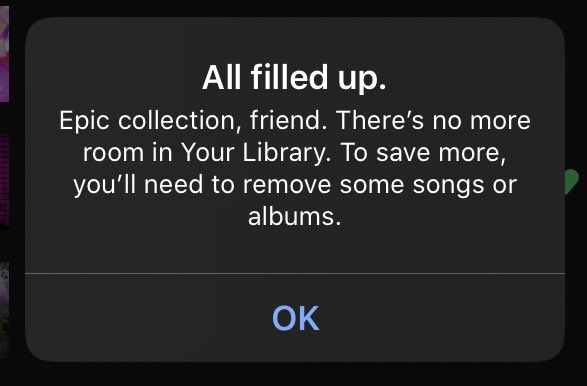 thinflirts's tweet image. pls @Spotify raise ur saved song limit &amp;lt;\3