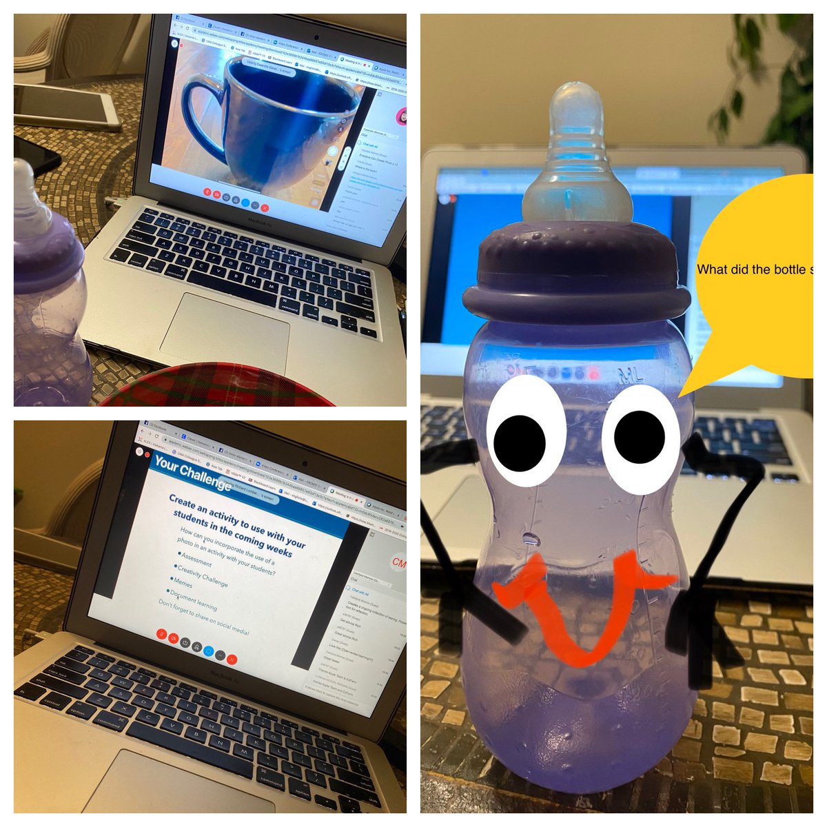 Well a bottle was the closest item I had! What a great session of virtual professional learning with @EdFarmBHM and #AppleProfessionalLearning. Teachers in <a href="/BhamCitySchools/">Birmingham City Schools🎓</a> were immersed int creativity with a photo lab virtual PL.