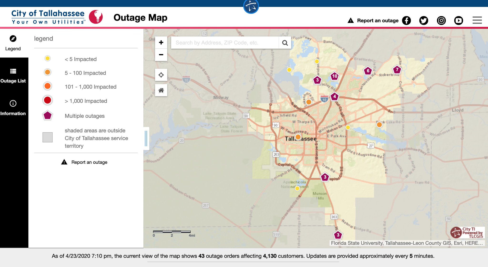 City of Tallahassee on Twitter "Electric utility crews are working to