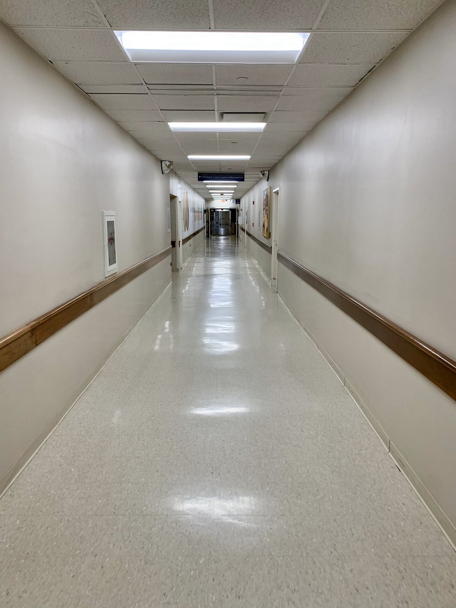 Loneliness.During my residency at  @MGHMedicine I started a habit of taking a break by walking the halls late at night when on call. My hospital is noticeably more empty at night in the non-patient care areas. I enjoy the casual encounters that take place here. It was lonely. 2/