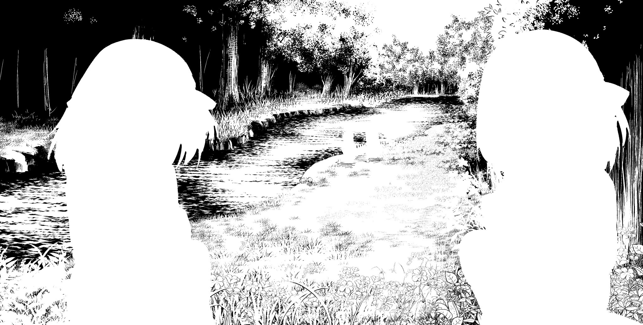 Uzivatel 日野入緒 Na Twitteru 線画 線画ギャラリー 漫画 漫画背景 背景美術 森 川 モノクロ モノクロイラスト 川のほとり的な 人物のとこ白く抜いてます Uzivatel 日野入緒 Na Twitteru 線画 線画ギャラリー 漫画 漫画背景 背景美術 森 川 モノクロ モノクロイラスト 川のほとり的な 人物のとこ白く抜いてます